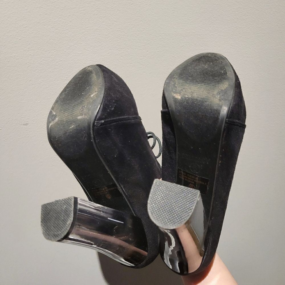Vintage Y2K Black Leather High Heels Shoes - Picture 4 of 5